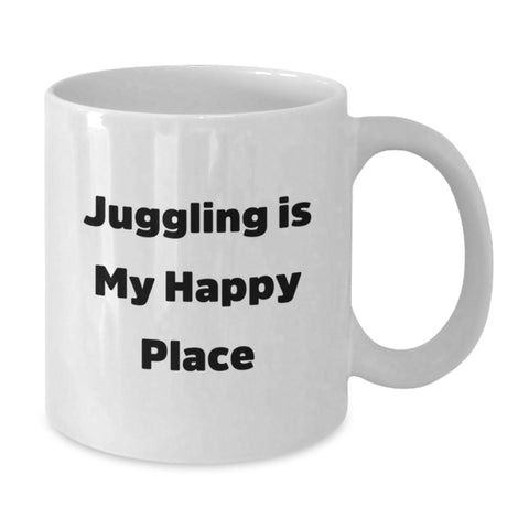 Image of Juggling Gifts from Friends for Juggling Enthusiasts, Funny White Coffee Mug for Graduation, 'Juggling Is My Happy Place' - Additional