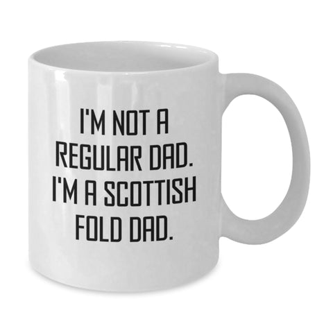 Image of Funny Scottish Fold Cat Dad Gift for Men from Dad - White Coffee Mug, 11oz or 15oz, Ceramic, Microwave, Dishwasher Safe - Additional