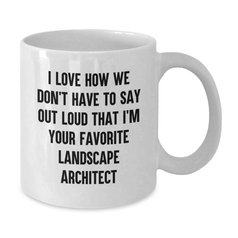 Image of Funny Landscape Architect Gift, White Coffee Mug, I Love How We Don't Have To Say Out Loud That I'm Your Favorite Landscape Architect, Unique Graduation Gifts from Friends to Landscape Architect - Additional