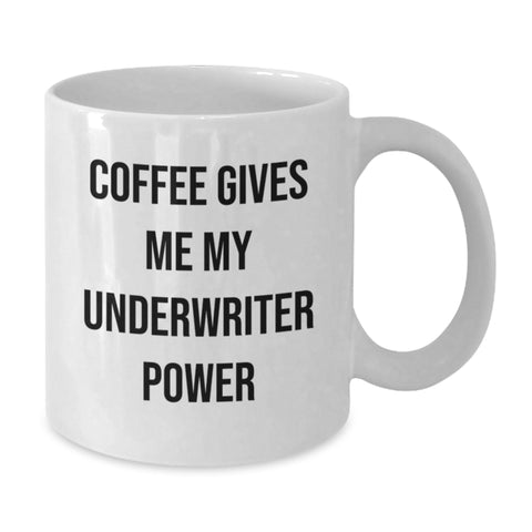 Image of Funny Underwriter Gifts from Friends White Coffee Mugs - 'Coffee Gives Me My Underwriter Power' Unique Christmas Unique Gifts for Underwriters - Additional