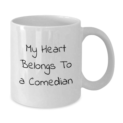 Image of Funny Comedian Gifts from Friends, Comedian White Coffee Mug, My Heart Belongs To A Comedian Christmas Unique Mugs - Additional