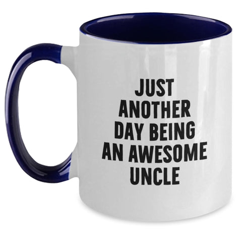 Image of Funny Gifts for Uncle, Awesome Uncle Mug, Two Tone Coffee Mug, 'Just Another Day Being An Awesome Uncle' Quote Christmas Unique Gifts from Family - Main