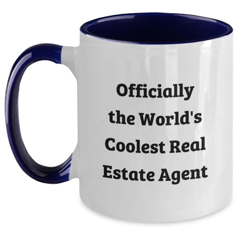 Image of Funny Real Estate Agent Gifts from Men to Real Estate Agent, 'Officially The World's Coolest Real Estate Agent' Two Tone Coffee Mug for Graduation - Main