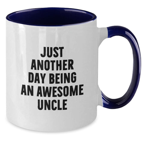 Image of Funny Gifts for Uncle, Awesome Uncle Mug, Two Tone Coffee Mug, 'Just Another Day Being An Awesome Uncle' Quote Christmas Unique Gifts from Family - Additional