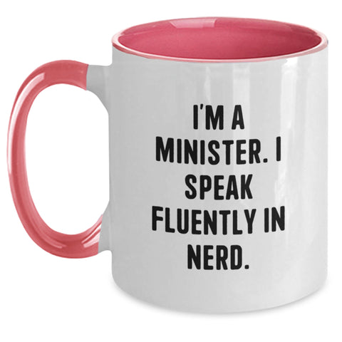 Image of Minister Gifts Funny Quote Two Tone Coffee Mug for Men Graduation, Gifts from Men to Minister, Unique and Humorous Mugs - Main