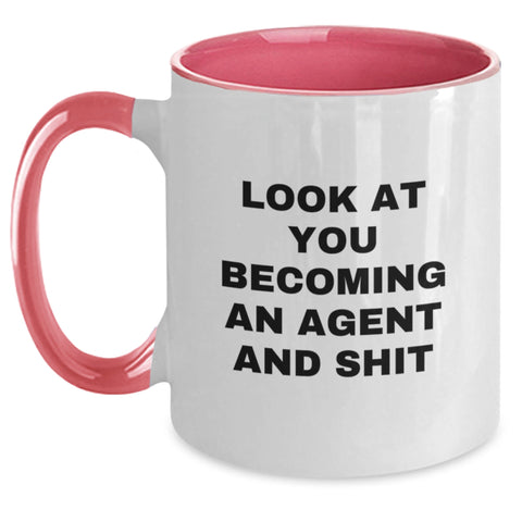 Image of Funny Agent Gifts from Friends and Family - Look At You Becoming An Agent And Shit Two Tone Coffee Mug for Birthday - Main