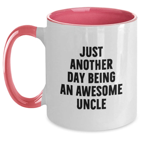 Image of Funny Gifts for Uncle, Awesome Uncle Mug, Two Tone Coffee Mug, 'Just Another Day Being An Awesome Uncle' Quote Christmas Unique Gifts from Family - Main