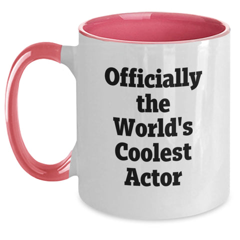Image of Funny Actor Gifts from Men for Men, Two Tone Coffee Mugs - Officially The World's Coolest Actor, Christmas Unique Gifts - Main