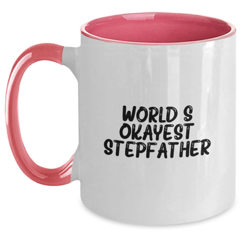 Image of Funny World's Okayest Stepfather Gifts for Birthday, Two Tone Coffee Mug for Men, Gifts from Family, Unique Stepfather Birthday Unique Gifts - Main