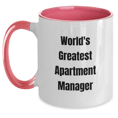 Image of Funny World's Greatest Apartment Manager Gifts from Friends to Apartment Manager Two Tone Coffee Mug for Graduation Unique Gifts - Main
