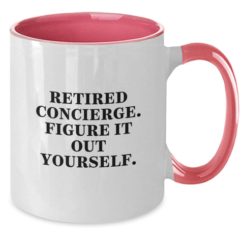 Image of Funny Concierge Gifts - Retired Concierge Figure It Out Yourself Two Tone Coffee Mug, Birthday Unique Gifts from Friends to Men, Women, Family - Additional
