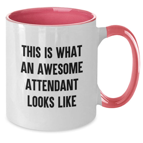 Image of Funny Attendant Gifts from Friends, Two Tone Coffee Mugs for Attendants, Birthday Unique Gifts, This Is What An Awesome Attendant Looks Like Ceramic Mug - Additional