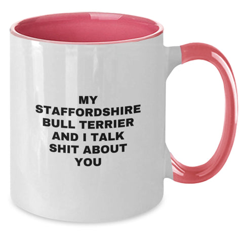 Image of Staffordshire Bull Terrier Dog Lovers Funny Two Tone Coffee Mug Gifts from Friends for Graduation - Additional