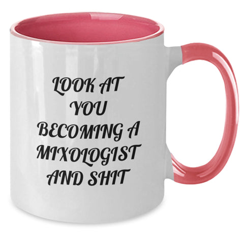 Image of Funny Mixologist Christmas Unique Gifts from Friends to Men, A Two Tone Coffee Mug, 'Look At You Becoming A Mixologist And Shit' - Additional