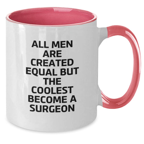 Image of Funny Surgeon Gifts from Men - All Men Are Created Equal But The Coolest Become A Surgeon Two Tone Coffee Mug, Christmas Unique Gifts for Surgeon Friends, Family - Additional