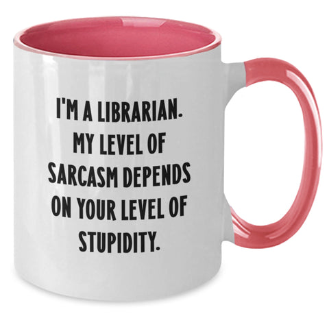Image of Librarian Gifts from Friends - Funny Two Tone Christmas Mugs, Sarcasm Inspired for Librarian Women, Coffee Mug for Coworkers - Additional