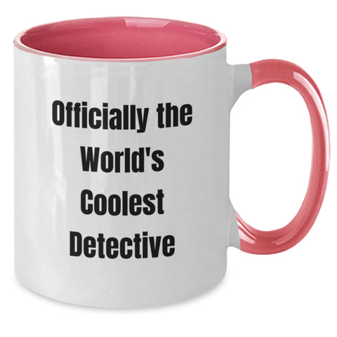 Image of Funny Detective Gifts from Friends, Officially The World's Coolest Detective Two Tone Coffee Mug for Detective, Christmas Unique Gifts - Additional