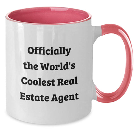 Image of Funny Real Estate Agent Gifts from Men to Real Estate Agent, 'Officially The World's Coolest Real Estate Agent' Two Tone Coffee Mug for Graduation - Additional