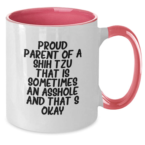 Image of Funny Shih Tzu Dog Gifts for Proud Parents from Friends, Two Tone Coffee Mug with Inspirational Quote - Additional
