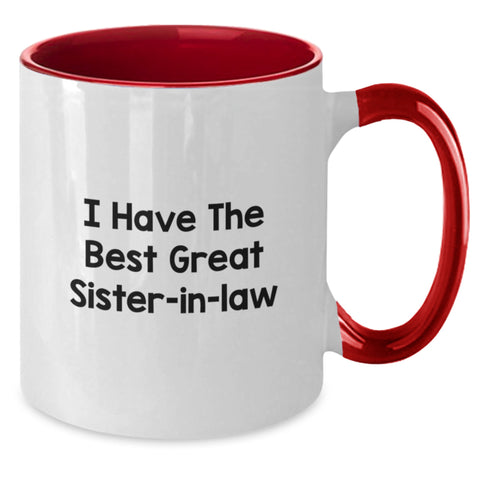 Image of Funny Sister-in-law Gifts from Men - 'I Have The Best Great Sister-in-law' Two Tone Coffee Mug for Sister-in-law's Graduation - Additional