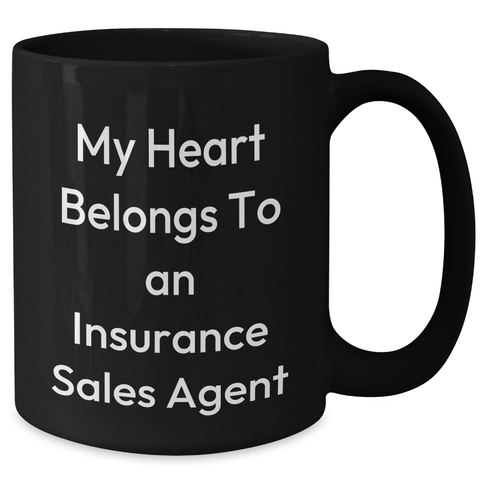 Image of Funny Insurance Sales Agent Gifts from Men to Insurance Sales Agent - 'My Heart Belongs To An Insurance Sales Agent' Black Coffee Mug for Father's Day - Additional