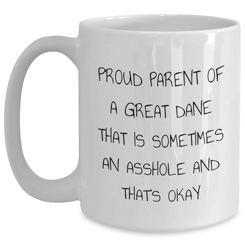 Image of Funny Great Dane Dog Gifts for Men - Proud Parent White Coffee Mug, White, 11oz or 15oz, Father's Day Unique Gifts from Family - Main