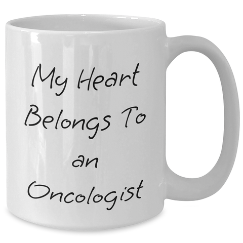 Image of Funny Oncologist Gifts - My Heart Belongs To An Oncologist White Coffee Mug for Men, Unique Father's Day Unique Gifts from Friends, Coworkers to Oncologist - Additional