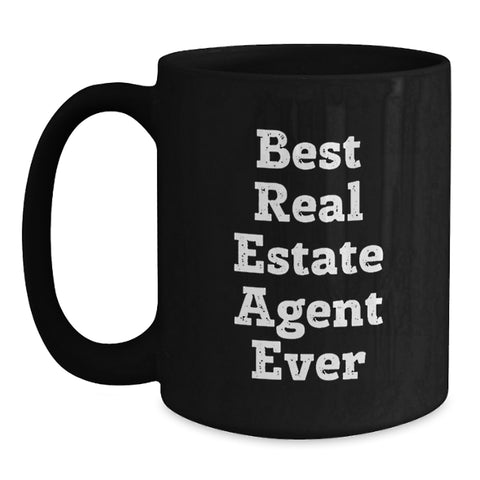 Image of Gifts for Real Estate Agent Men Funny Black Coffee Mug Best Ever - Main
