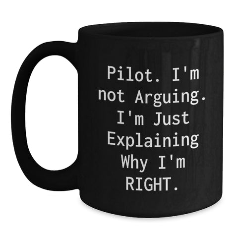 Image of Funny Pilot Gifts for Christmas from Men to Their Friends, Pilot Black Coffee Mug - Main