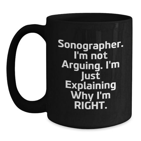 Image of Funny Sonographer Gifts from Friends, Unique Black Coffee Mug for Sonographer on Birthday - Main