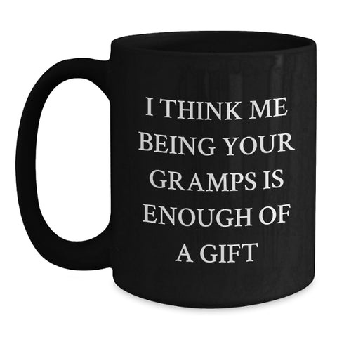 Image of Unique Gifts for Gramps from Family, Funny Black Coffee Mug with Gramps Quote for Christmas - Main