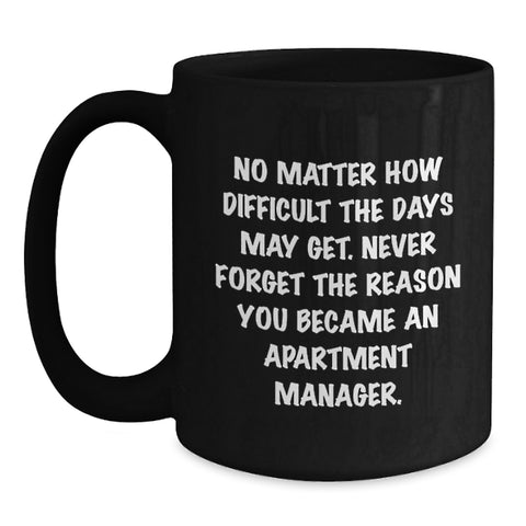 Image of Funny Apartment Manager Christmas Unique Gift, Gifts from Family to Friends, Black Coffee Mug with Inspirational Quote Never Forget The Reason You Became An Apartment Manager. - Main