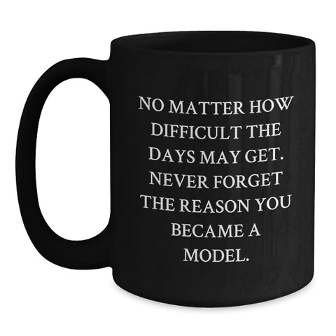 Image of Funny Inspirational Model Gifts from Friends and Family for Birthday - Model Black Coffee Mug, Never Forget The Reason You Became A Model. - Main