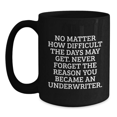 Image of Funny Inspirational Underwriter Black Coffee Mug Gifts for Underwriter Friends, Christmas Unique Gifts from Men, Underwriter Motivation Mug 11oz/15oz - Main