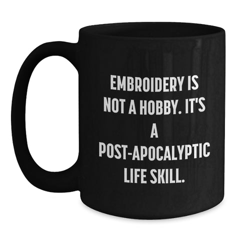 Image of Funny Embroidery Gifts for Embroidery Lovers Black Coffee Mug Birthday Unique Gifts from Friends - Main