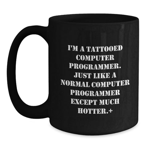 Image of Funny Gifts for Computer Programmer Friends - Black Coffee Mug for Tech Geeks, Unique Graduation Gifts from Men - Main
