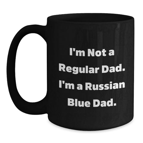 Image of Funny Russian Blue Cat Gifts for Men, Unique Black Coffee Mugs from Dad, Christmas Unique Gifts for Him - Main