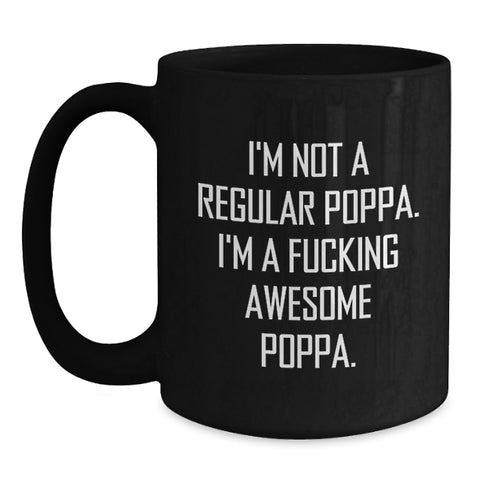 Image of Funny Poppa Gifts for Men, Unique Black Coffee Mug from Mom, Dad, or Grandpa, Inspirational Quote for Graduation - Main