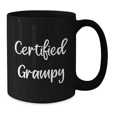 Image of Funny Grampy Gifts, Black Coffee Mug for Birthday, 'Certified Grampy' Quote, Gifts from Men, Women, Friends, Coworkers, Family - Additional