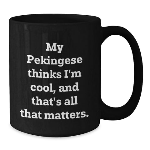 Image of Funny Pekingese Dog Black Coffee Mugs Gifts from Men to Women for Valentine's - Additional