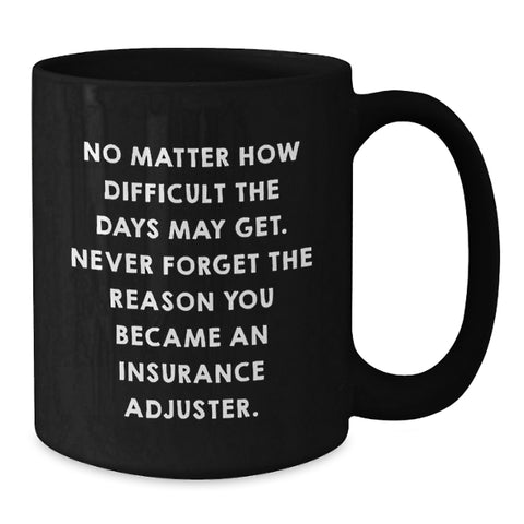 Image of Funny Inspirational Insurance Adjuster Gifts from Family for Insurance Adjuster Mother's Day Unique Black Coffee Mugs, 'No Matter How Difficult The Days May Get. - Additional