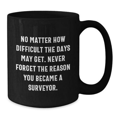 Image of Surveyor Gifts for Men, Funny Inspirational Quote Black Coffee Mug, Christmas Unique Presents for Surveyor Friends Family - Additional
