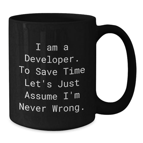 Image of Funny Developer Black Coffee Mug, Valentine's Unique Gifts for Developer Friends from Men, 11oz or 15oz Black Ceramic Mug, Perfect for Developer Coworkers - Additional
