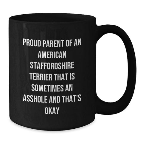 Image of Funny American Staffordshire Terrier Dog Gifts for Proud Parents - Black Coffee Mug, Graduation Unique Gifts from Friends, Family, or Coworkers - Additional