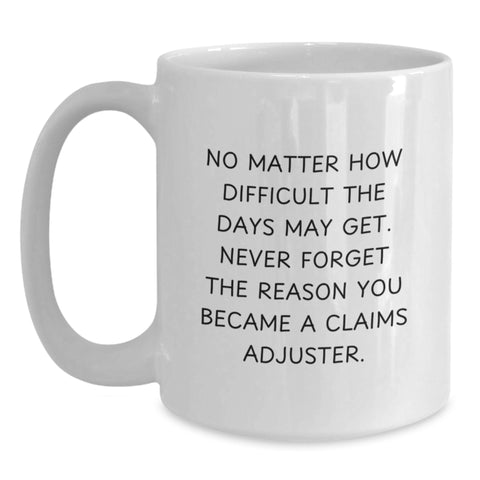 Image of Funny Claims Adjuster Gifts from Friends for Men - White Coffee Mug with Inspirational Quote - Christmas Unique Treasures - Main