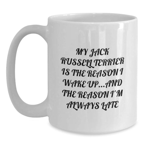 Image of Funny Jack Russell Terrier Dog Lover Gifts from Friends, Family, or Coworkers for Valentine's Unique Mugs, White Coffee Mug - Main