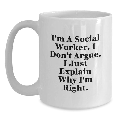 Image of Funny Social Worker White Coffee Mug Gifts for Men from Coworkers - Inspirational Quotes for Christmas Unique Presents - Main