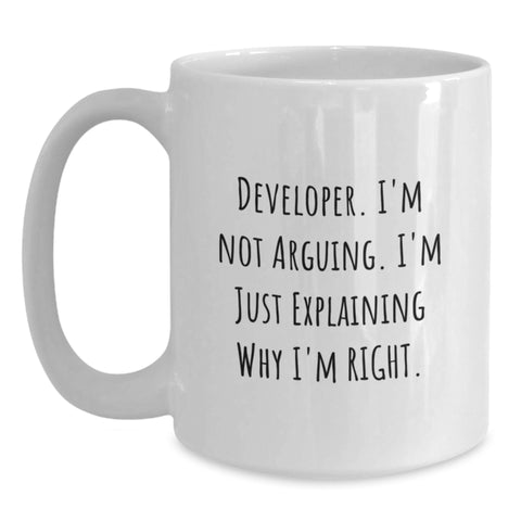 Image of Funny Developer Quote Gifts for Him from Friends on Birthday Unique White Coffee Mug - Main
