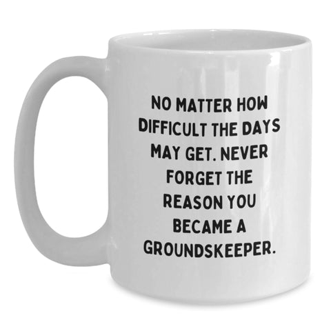 Image of Funny Inspirational groundskeeper Gifts for groundskeeper Men White Coffee Mug - 'Never Forget Why' Quote, Perfect Christmas Unique Gifts from Family - Main