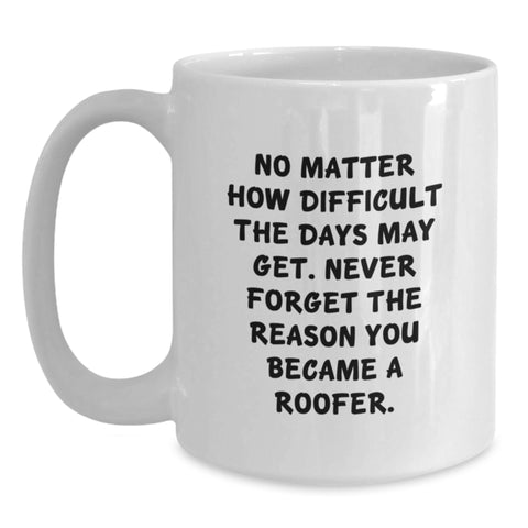 Image of Funny Roofer Gifts, Perfect White Coffee Mugs for Men, Women, or Coworkers - Unique Mother's Day Unique Gifts from Friends, Family, or Loved Ones, 'Never Forget The Reason You Became A Roofer.' - Main